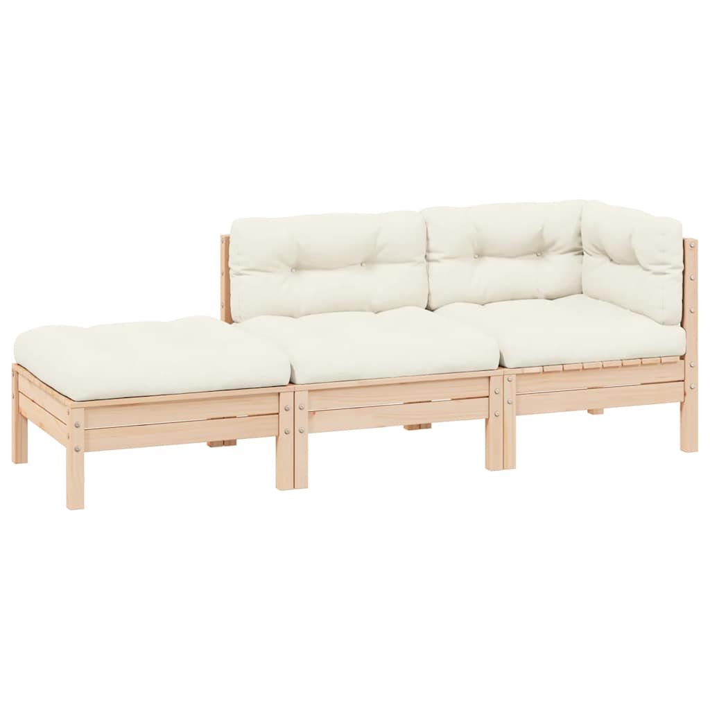 Muebles de jardín 3 piezas gris madera maciza de pino