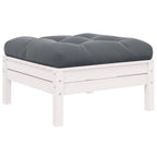 Juego muebles jardín 3 pzas cojines blanco madera pino maciza