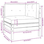 Juego muebles jardín 3 pzas cojines blanco madera pino maciza