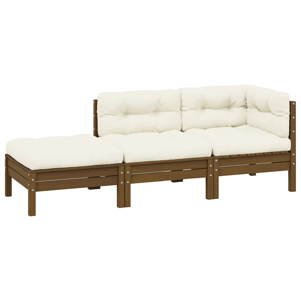 Muebles de jardín 3 piezas gris madera maciza de pino