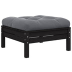 Muebles de jardín 3 pzas con cojines negro madera maciza pino