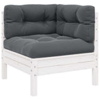 Juego de muebles de jardín 3 pzas y cojines blanco madera pino