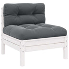 Juego de muebles de jardín 3 pzas y cojines blanco madera pino