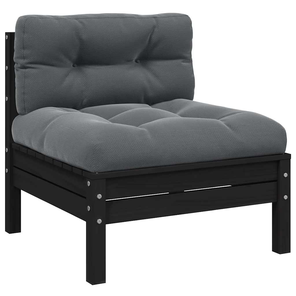 Juego muebles de jardín 3 pzas cojines gris madera pino maciza