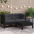 Juego muebles de jardín 3 pzas cojines gris madera pino maciza