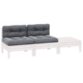 Muebles de jardín 3 pzas con cojines negro madera maciza pino