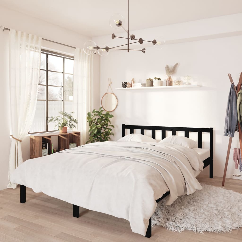 Cama sin colchón madera maciza de pino marrón cera 100x200 cm
