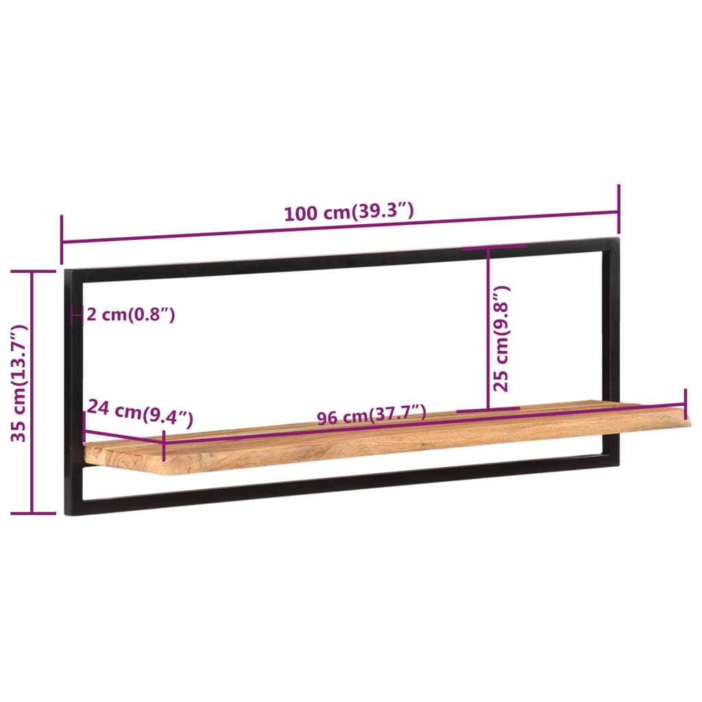 Estantes de pared 2 unidades madera maciza acacia 100x24x35 cm
