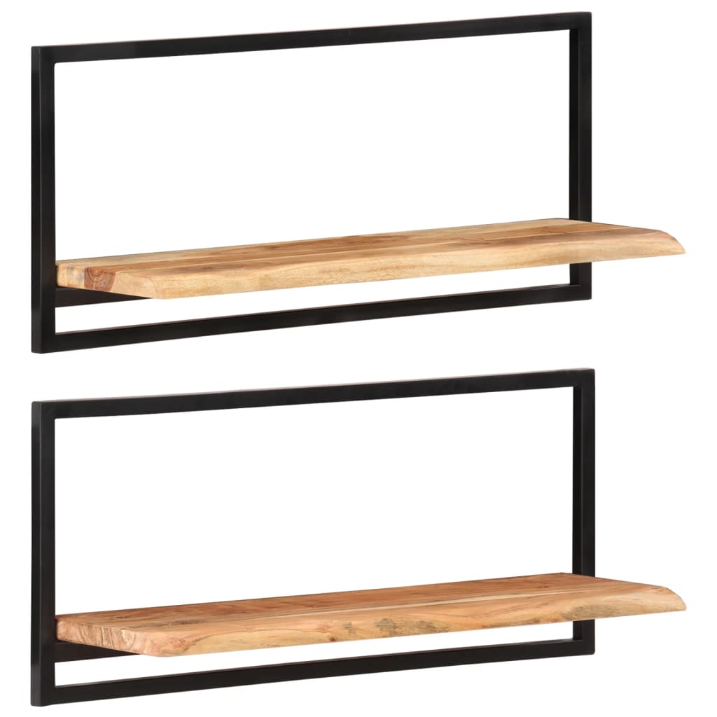 Estantes de pared 2 unidades madera maciza acacia 100x24x35 cm