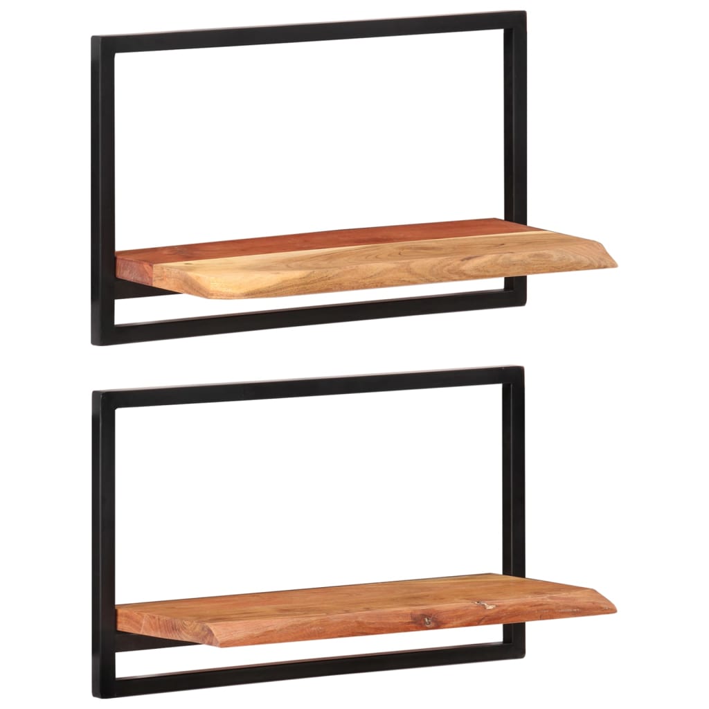 Estantes de pared 2 unidades madera maciza acacia 100x24x35 cm