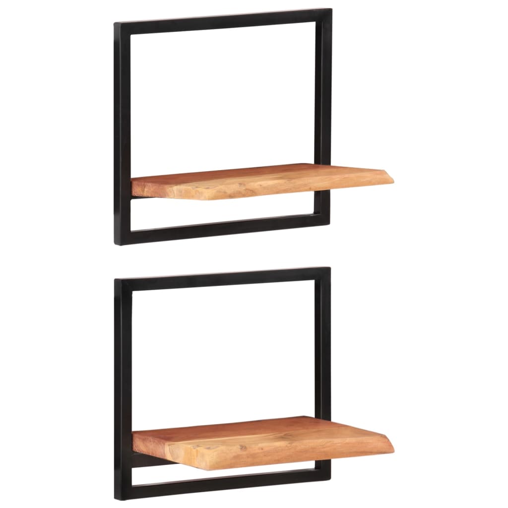 Estantes de pared 2 unidades madera maciza acacia 100x24x35 cm