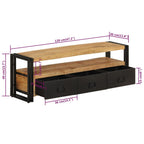 Mueble de TV madera maciza de mango 120x30x40 cm