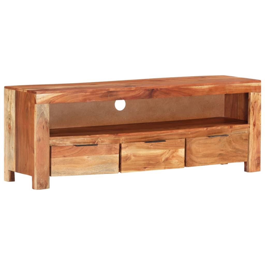 Mueble de TV de madera maciza de acacia 110x30x40 cm