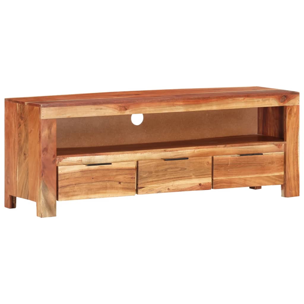 Mueble de TV de madera maciza de acacia 110x30x40 cm