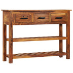 Aparador con 3 cajones madera maciza de acacia 110x30x80 cm