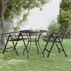 Mesa de jardín acero y vidrio gris y negro 180x80x70 cm
