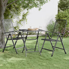 Mesa de jardín acero y vidrio gris y negro 180x80x70 cm