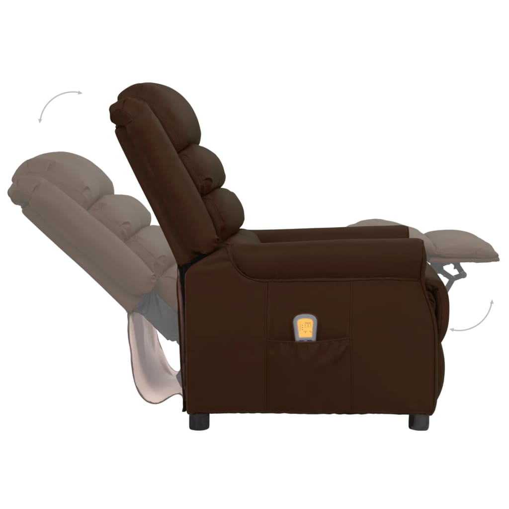 Sillón de masaje cuero sintético marrón