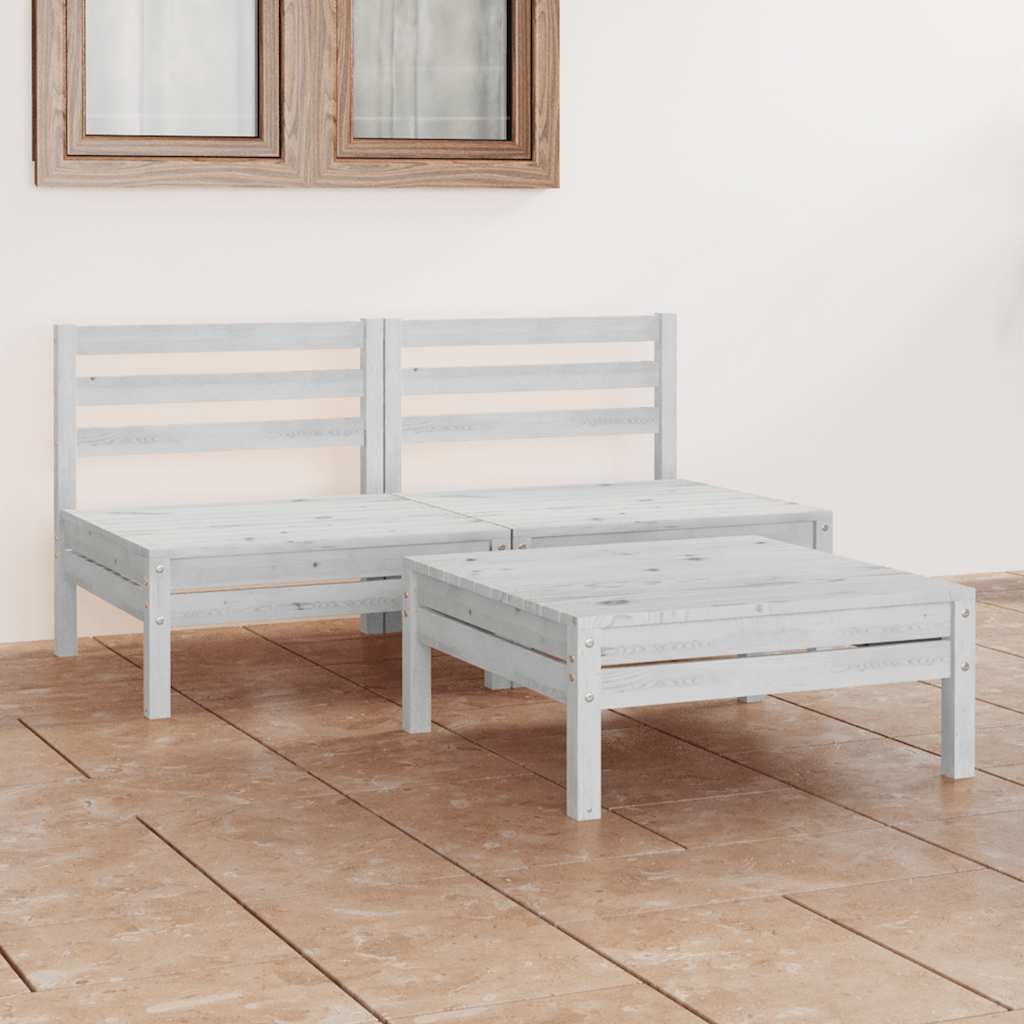 Conjunto de móveis de jardim 3 peças madeira maciça de pinho cinzento