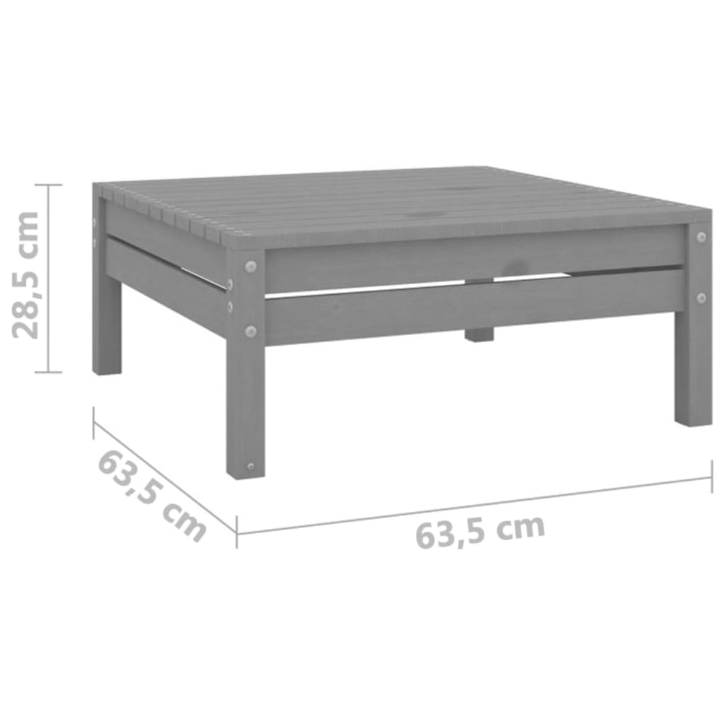 Juego de muebles de jardín 3 piezas madera maciza de pino gris