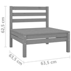 Juego de muebles de jardín 3 piezas madera maciza de pino gris