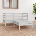 Juego de muebles de jardín 3 pzas madera maciza de pino blanco