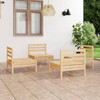 Juego de muebles de jardín 4 piezas gris madera maciza de pino