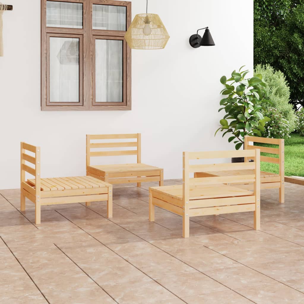 Juego de muebles de jardín 4 piezas gris madera maciza de pino