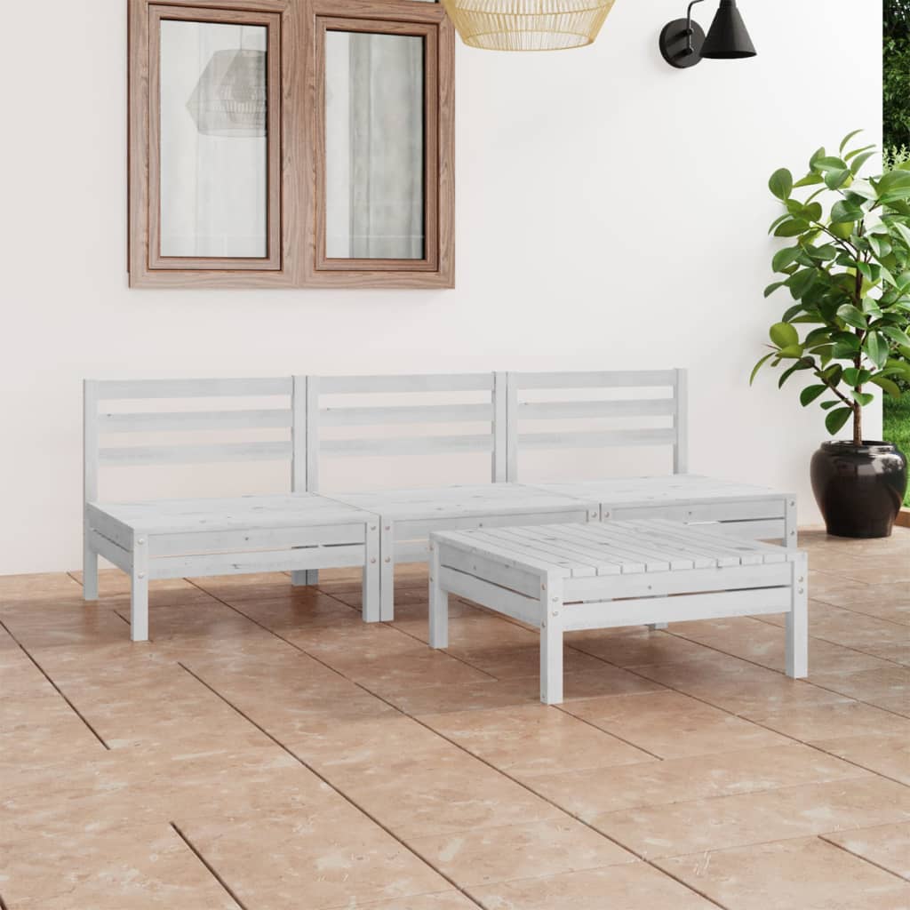 Conjunto de mobiliário de jardim 4 peças cinzento madeira de pinho maciça