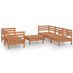 Juego muebles de jardín 6 pzas madera maciza pino marrón miel