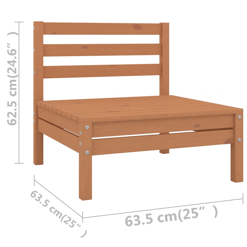 Juego muebles de jardín 6 pzas madera maciza pino marrón miel