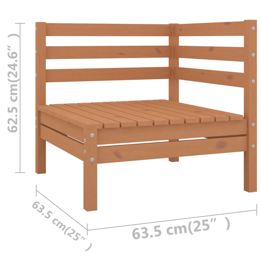 Juego muebles de jardín 6 pzas madera maciza pino marrón miel