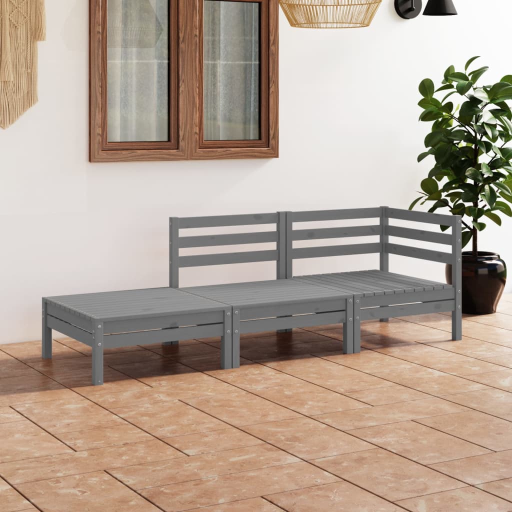 Conjunto de móveis de jardim 3 pçs madeira de pinho maciça branca