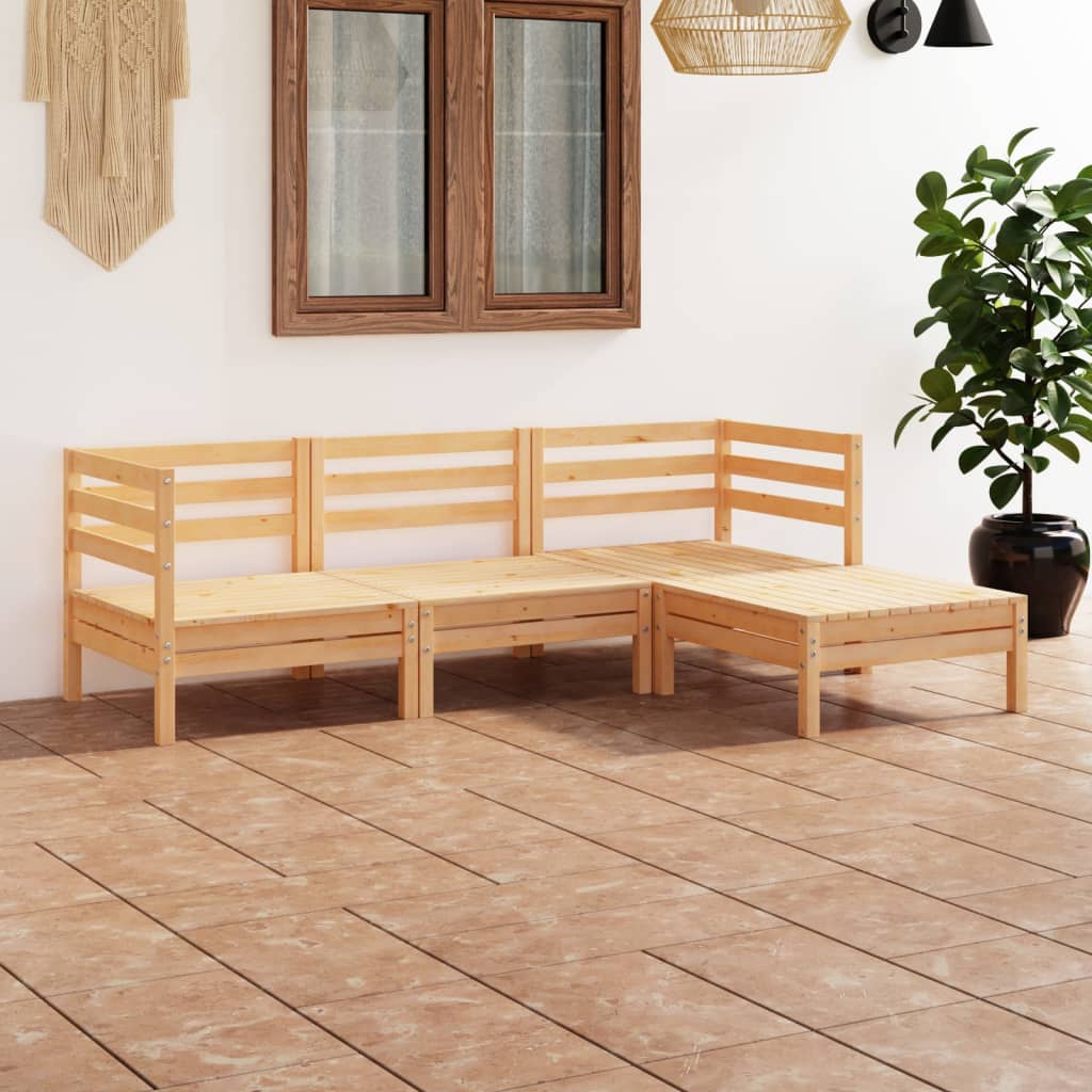 Juego de muebles de jardín 10 piezas madera maciza de pino
