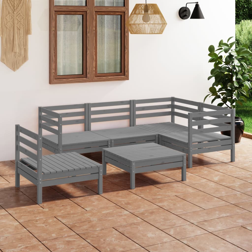 Juego de muebles de jardín 10 piezas madera maciza de pino
