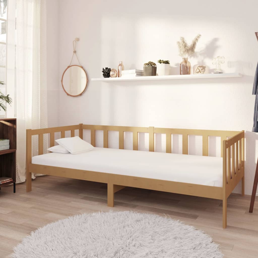Solid Pine Wood Sofa Bed with Drawers White 90x200 cm