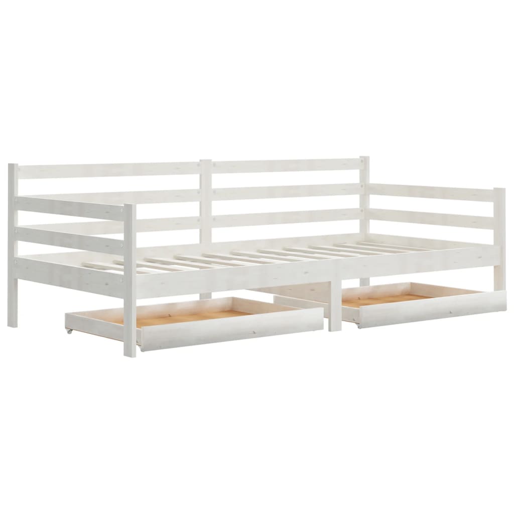 Sofá cama con cajones madera de pino maciza blanco 90x200 cm