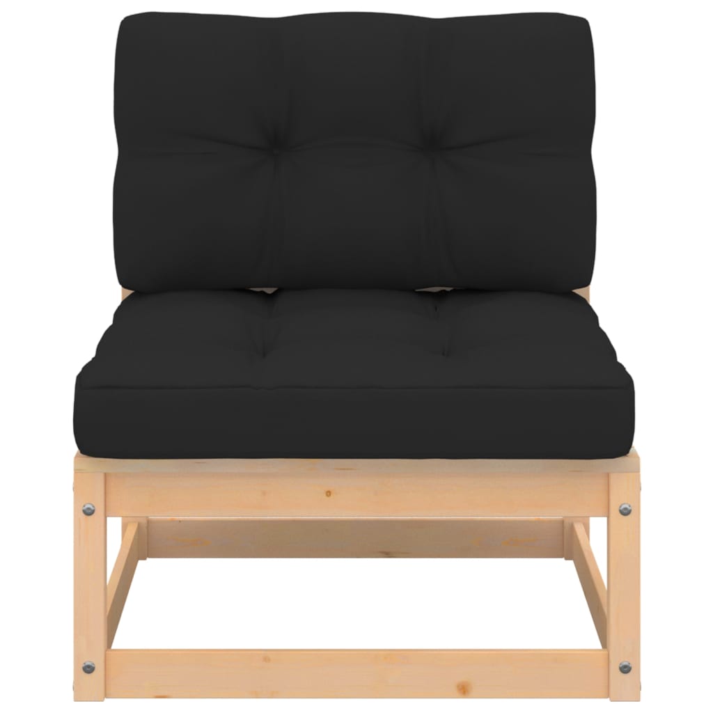 Muebles de jardín 4 piezas con cojines de madera de pino maciza