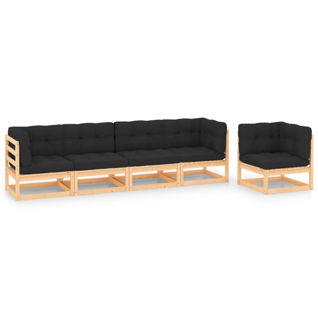 Conjunto de mobiliário de jardim 4 peças cinzento madeira de pinho maciça