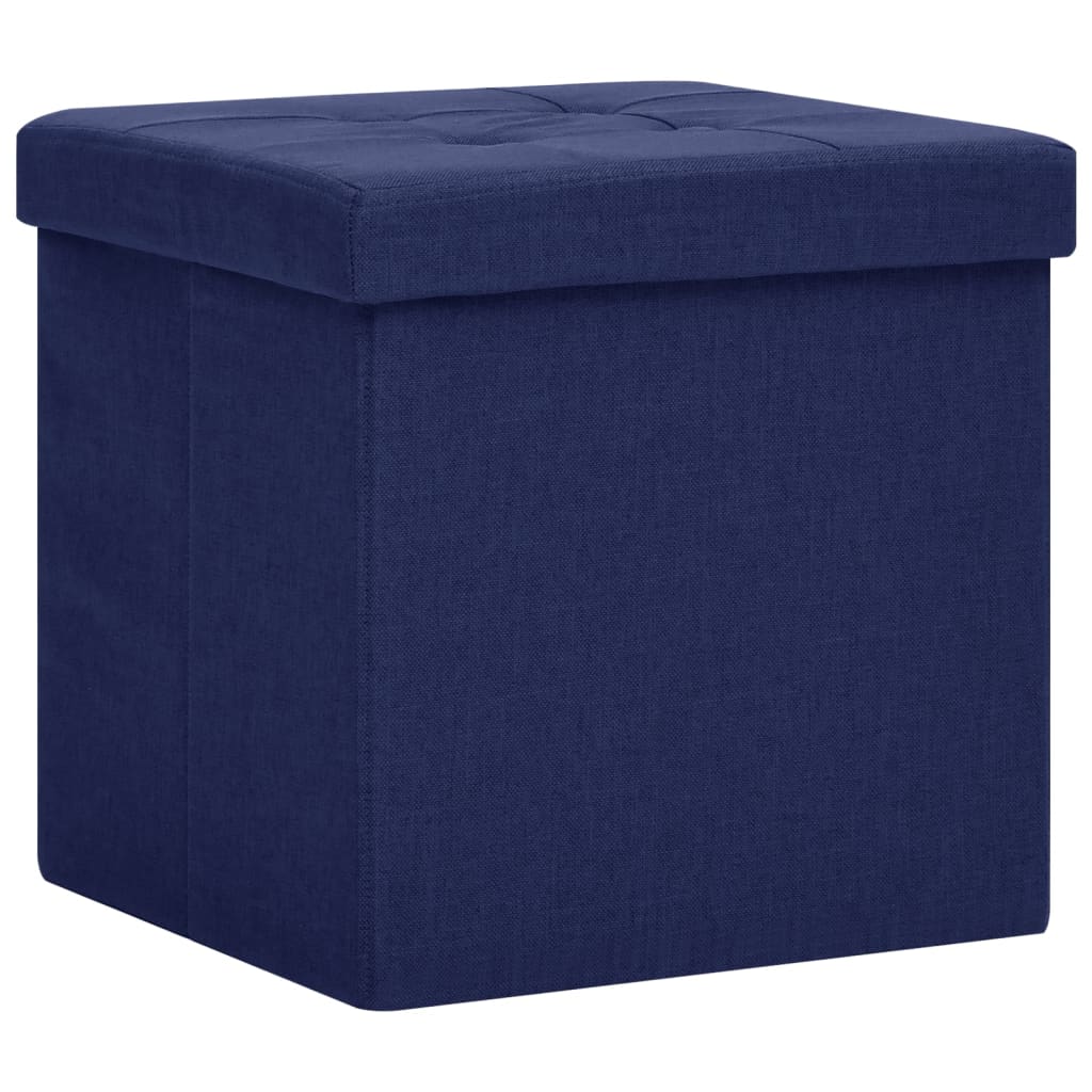 Taburete con almacenaje plegable lino sintético azul