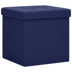 Taburete con almacenaje plegable lino sintético azul