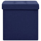 Taburete con almacenaje plegable lino sintético azul