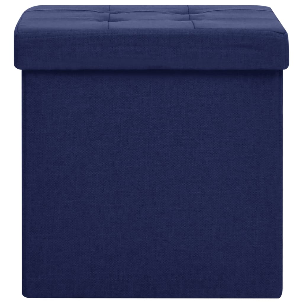 Taburete con almacenaje plegable lino sintético azul