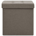 Taburete de almacenaje plegable 2 uds lino sintético gris taupe