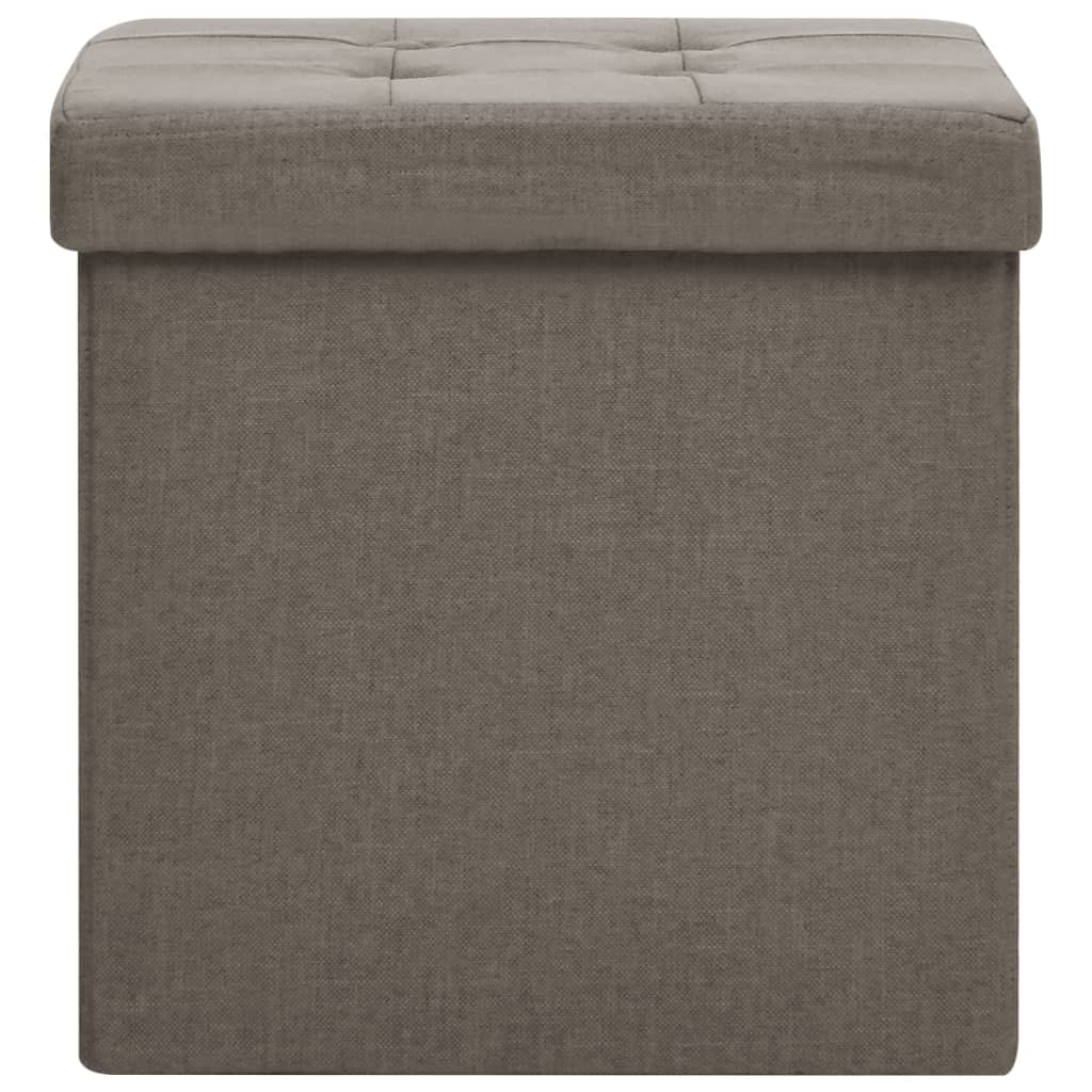 Taburete de almacenaje plegable 2 uds lino sintético gris taupe