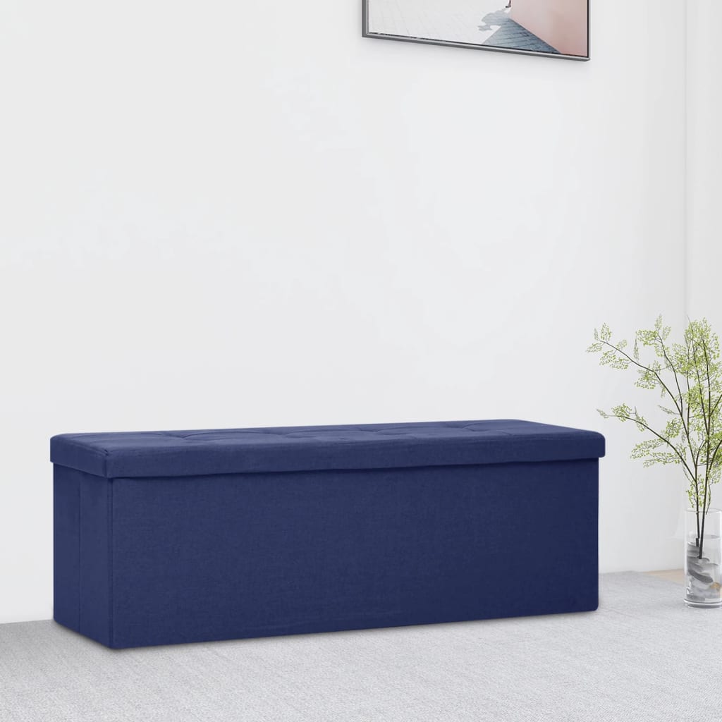 Banco almacenaje plegable lino sintético rojo tinto 76x38x38 cm