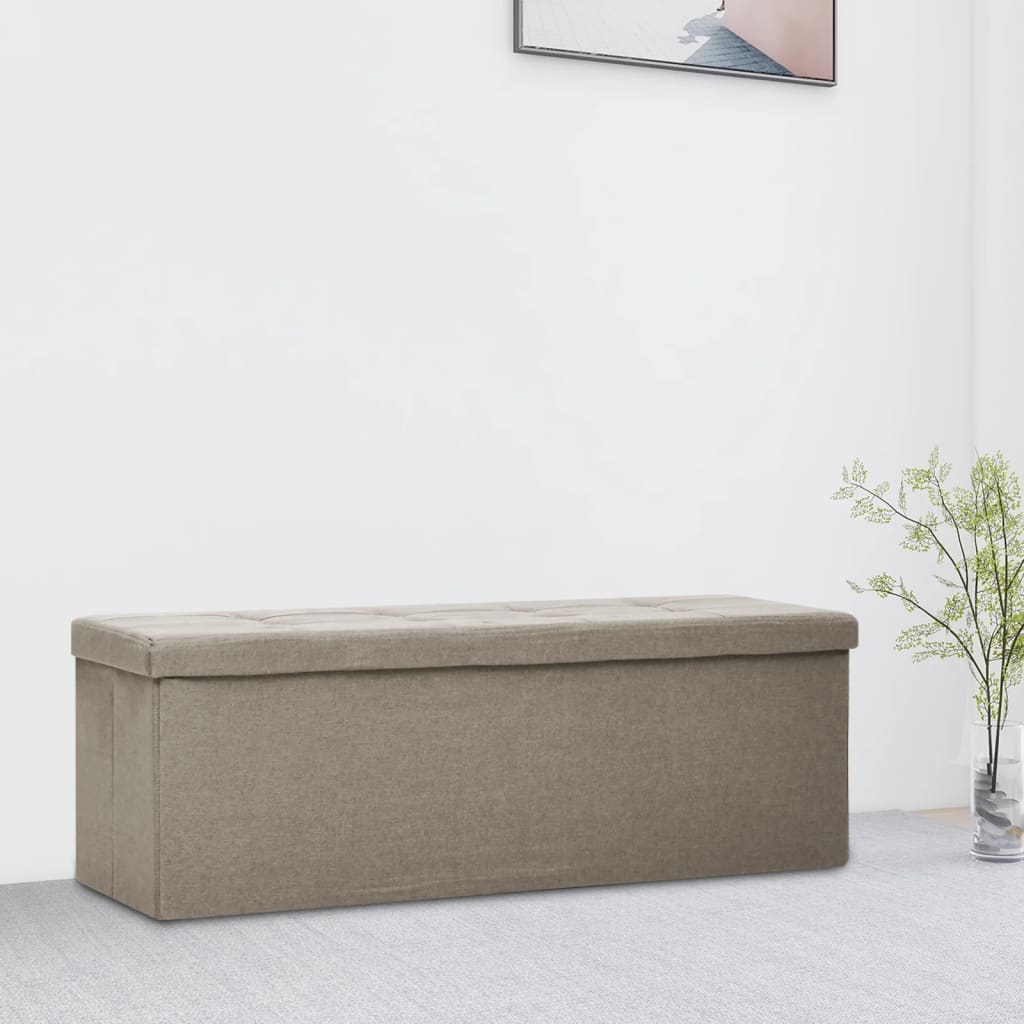 Banco almacenaje plegable lino sintético rojo tinto 76x38x38 cm