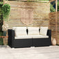 2-seater sofa with black synthetic rattan cushions