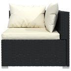 Set de muebles de jardín 3 pzas y cojines ratán sintético negro