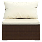 Set muebles de jardín 4 piezas y cojines ratán sintético marrón